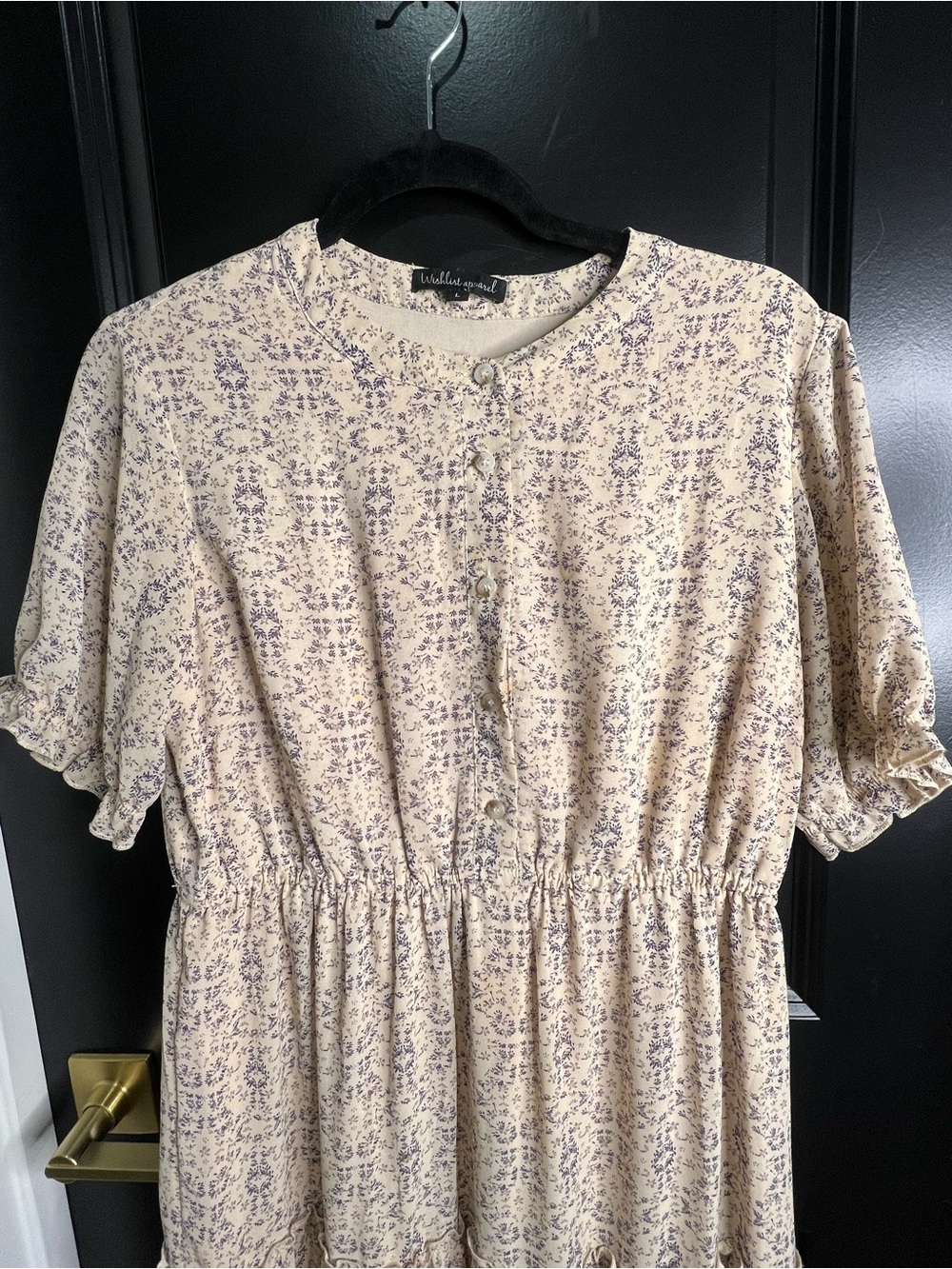 Whispering Fields Cream Floral Button-Front Midi Dress by Wishlist Apperal